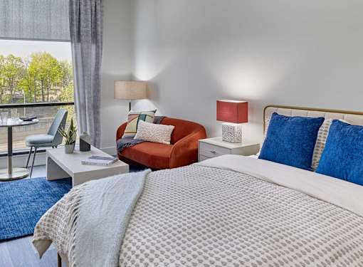 Large studio apartment with open layout and modern finishes at Essex & Crane, Orange NJ