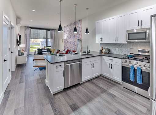 Spacious one-bedroom apartment with large closets and custom built-ins at Essex & Crane, Orange NJ