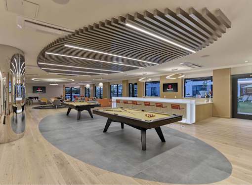 pool tables, bar, lounge seating, fireplace, wifi