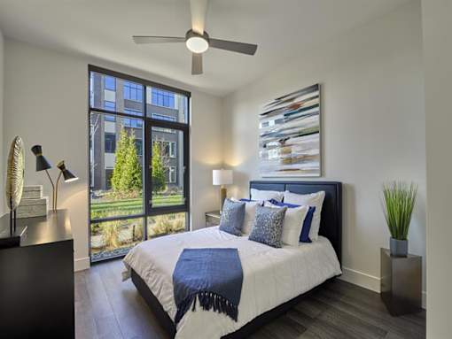 Bedroom with courtyard view at Vermella Union, Union NJ