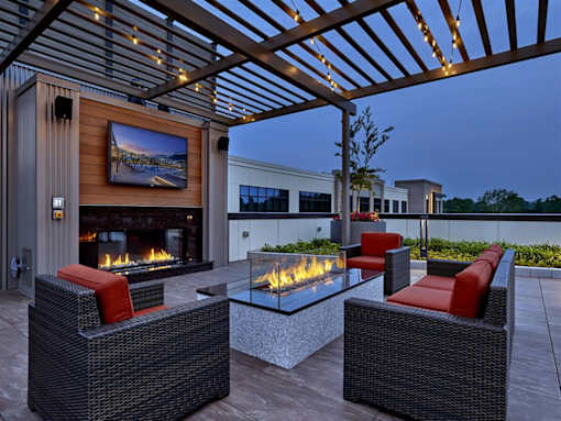 Rooftop terrace with firepit at Vermella Union, Union NJ