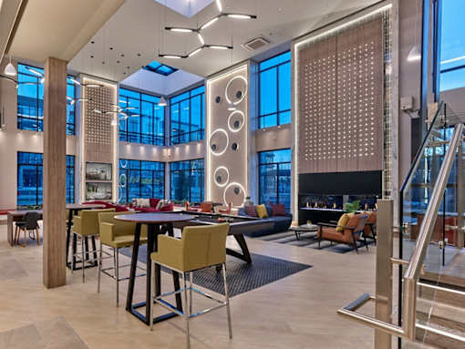 resident clubhouse, fire place, lounge seating