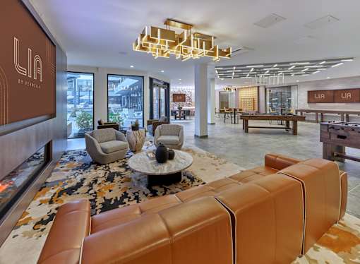 Clubroom, game tables, lounge and bar seating
