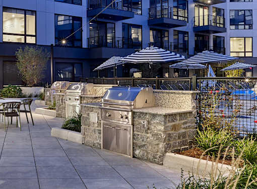 BBQ grill area, dining and outdoor seating