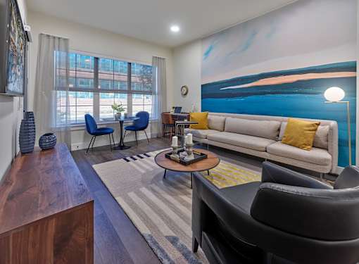 large one bedroom home, private balcony, open living space