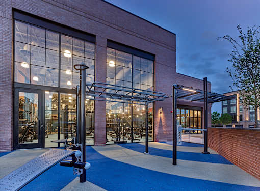 outdoor fitness center, gym, monkey bars