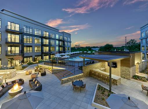A luxury apartment rental community with an amenity package and exclusive resident events