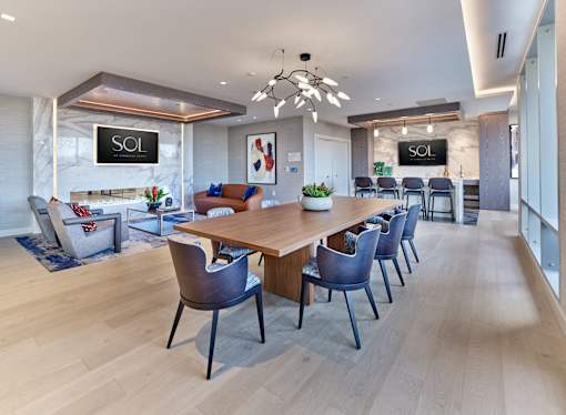 private dining, reservable space, bar area, fireplace and tv lounge,