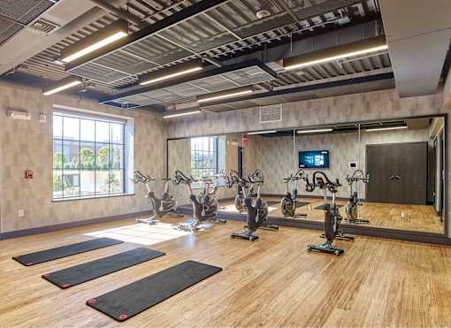 yoga room, fitness on demand, cycling, spin class,
