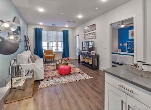 one bedroom, open layout, stone countertops, quartz countertops, oversize windows, open layout