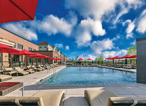 resort style pool, sun deck, outdoor lounge, bbq grill area, outdoor seating,