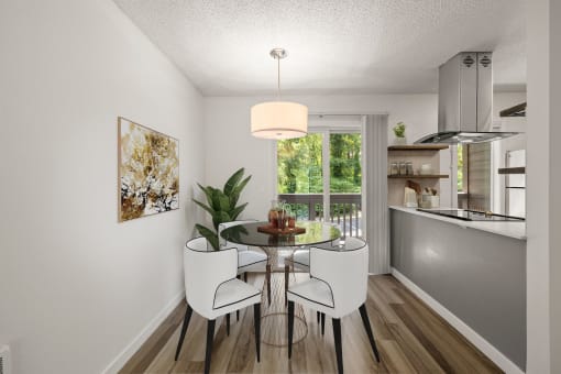 Dining room with a table and chairs  at Larkspur West Linn, Oregon, 97068