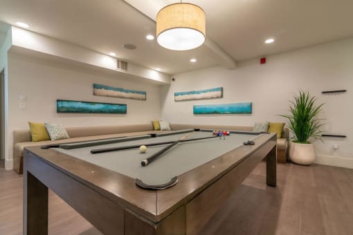 clubhouse pool table at Towne at Glendale, Glendale, California