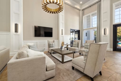 clubhouse with couches and a TV