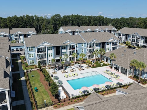 Aerial view of pool at The Isley at Windsor Hill, North Charleston