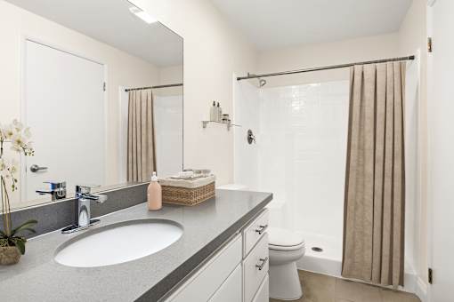 Bathroom with a sink, toilet, and shower at Cahuenga Heights, LA