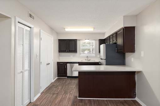 Brown Cabinets in kitchen