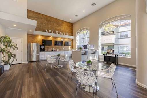 A modern kitchen with Avondale written on the wall.