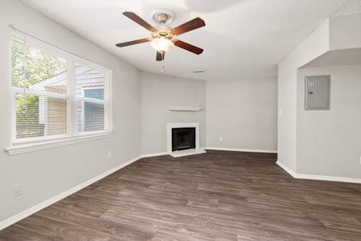 Living room with fireplace