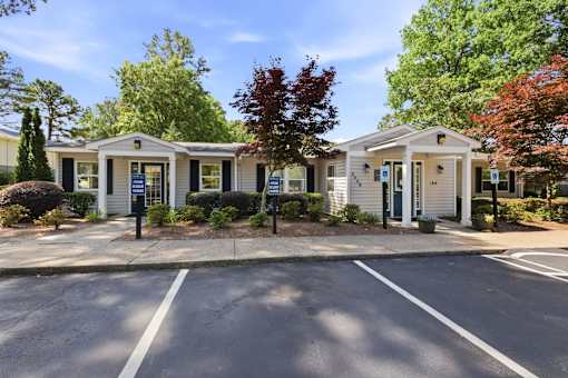 Leasing office with parking spaces