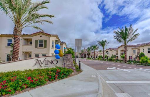 Entrance Monument Sign at Avino in San Diego, CA