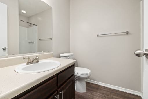 Bathroom with sink and toilet
