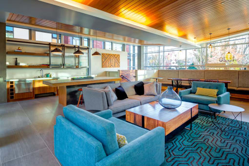 All Electric Community Kitchen In Clubroom at Equinox, Seattle