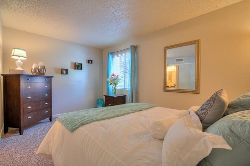 Private Primary Bedroom Balcony With Over sized Windows at Eagle Point Apartments, Albuquerque, 87111