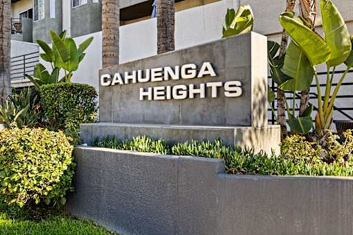Property Signage at Cahuenga Heights in front of a building.