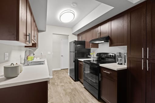 Model Apartment Kitchen at Central Park East, Washington, 98007