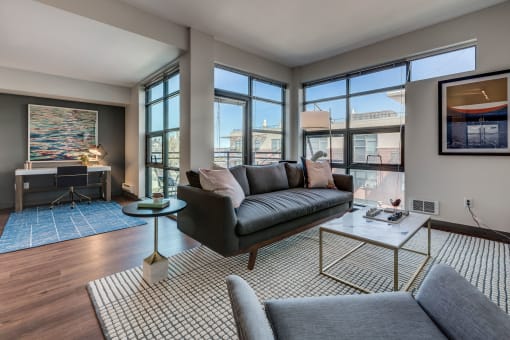 Spacious Living Room With Hardwood Floors at Equinox, Seattle