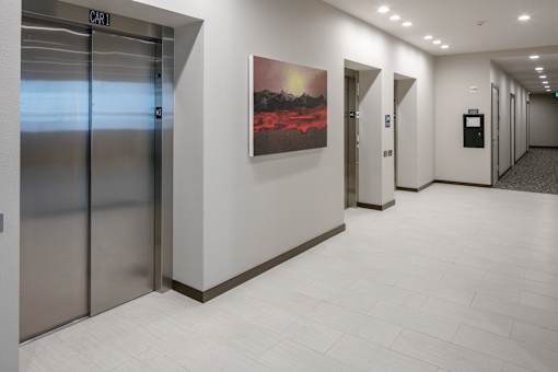 A hallway with an elevator
