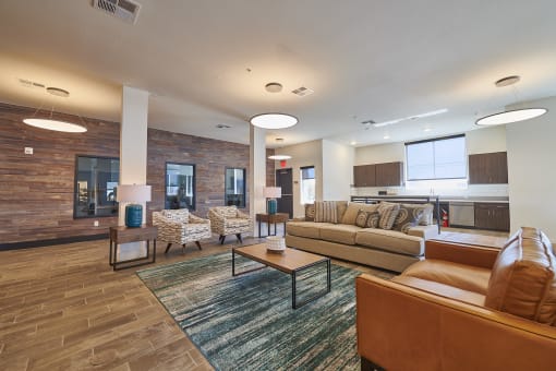 Clubhouse seating with entertainment kitchen view at Alpine Vista, Colorado Springs, Colorado