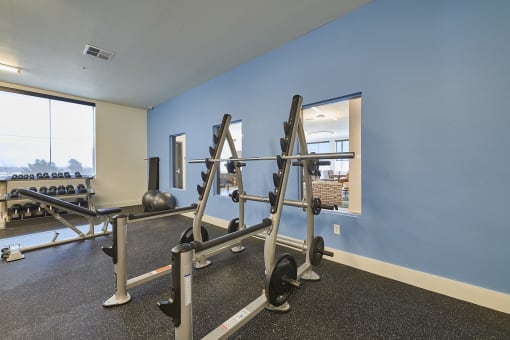 Weight machine in fitness center at Alpine Vista, Colorado Springs, CO