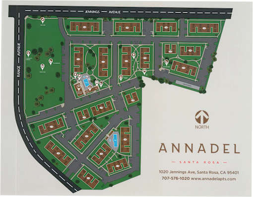 A map of the Annadel property in Santa Rosa, California.