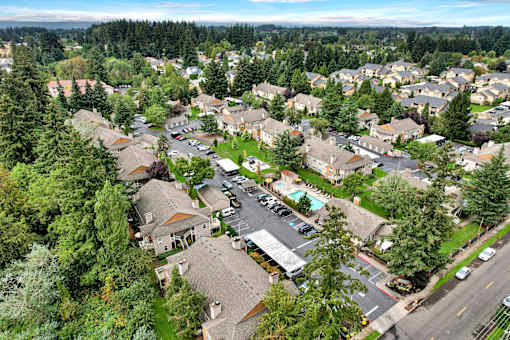 A bird's eye view of a residential neighborhood