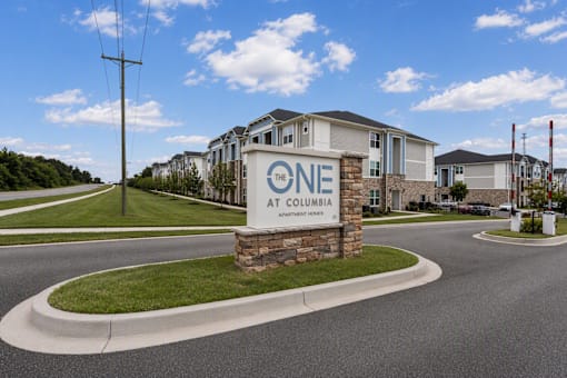 The entrance to a residential complex called "The One at Columbia".
