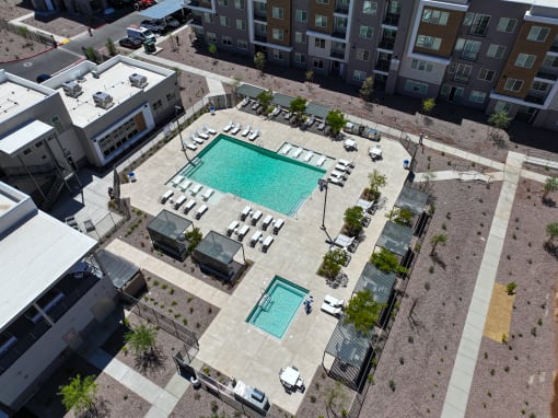 an aerial view of an apartment complex with a swimming pool at Element 12 Apartments, Henderson NV