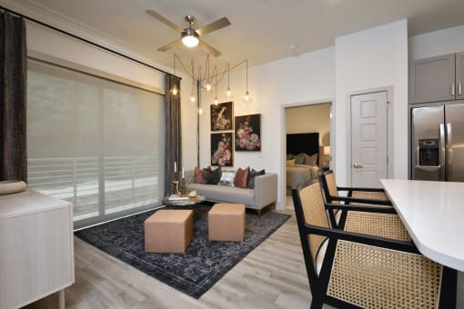 Living Room with open kitchen at The Flats at West Alabama, Texas