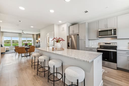 kitchen with island and seating