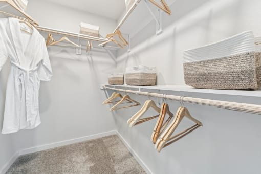 our spacious closets are stocked with clothing and accessories for you to use in your