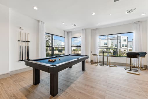 Game lounge with pool table