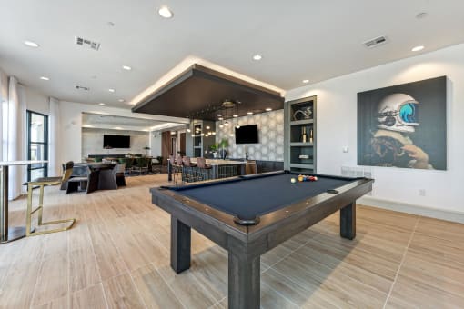 Game lounge with pool table