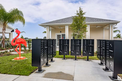 a row of privacy screens in front of a house