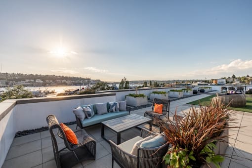 Equinox Rooftop Terrence view of South Lake Union  at Equinox Apartments, Washington, 98102