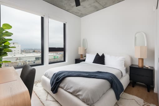 Bedroom of model with city view