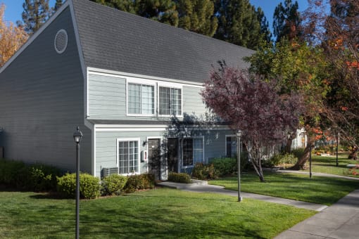 a gray house with a gray roof