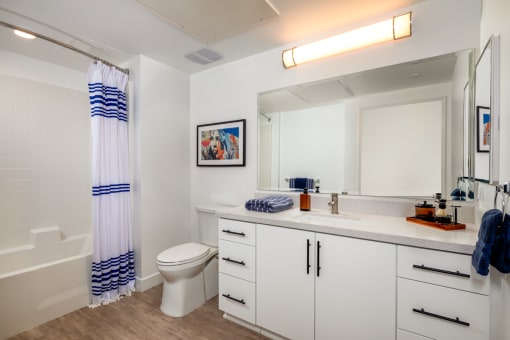 aston at gateway bathroom at Aston at Gateway Apartments, El Monte, California
