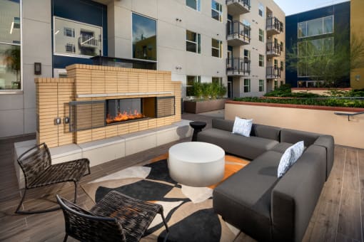 Fireplace at Aston at Gateway Apartments, El Monte, CA