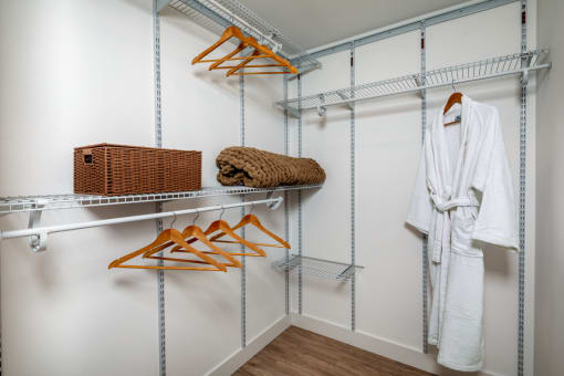 Closet space at Aston at Gateway Apartments, El Monte, California